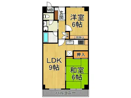 ロイヤルメゾン宝塚南(2LDK/4階)の間取り写真