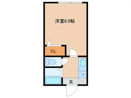 シティーベール恋の田(1K/1階)の間取り写真