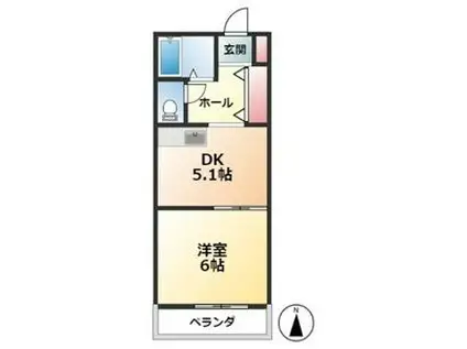 エスペランサII(1DK/2階)の間取り写真