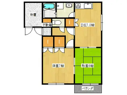 サンライズ緑町(2DK/2階)の間取り写真