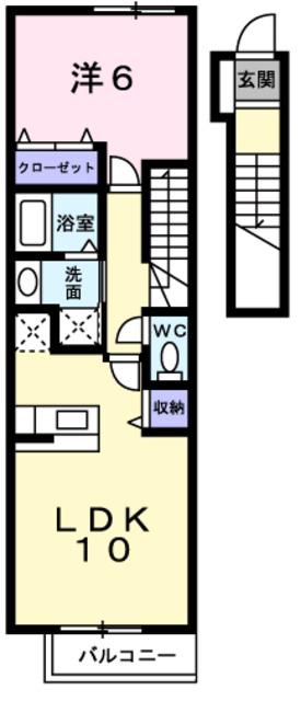 グランペール(1LDK/2階)の間取り写真