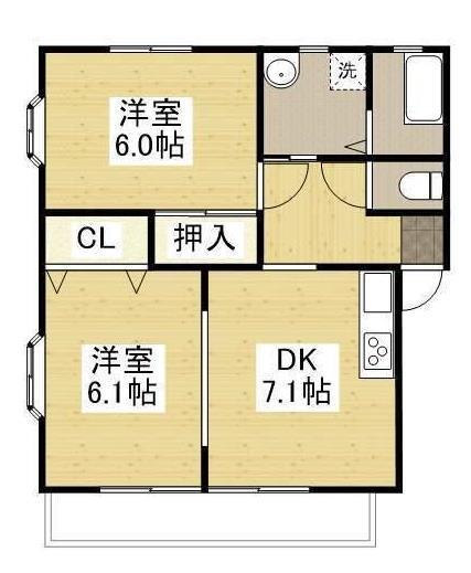 ヴィレッジ21 A棟(2DK/2階)の間取り写真