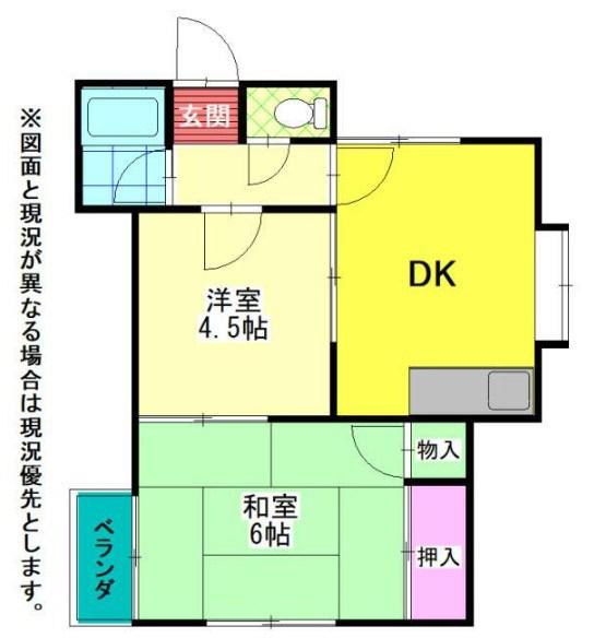 すみれハイツ(2DK/2階)の間取り写真