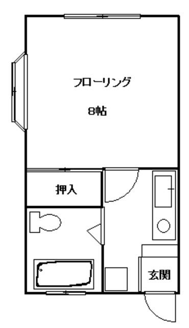タイヨウハイツ楢原(1K/2階)の間取り写真