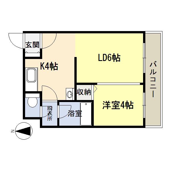 ラ・ポレール(1LDK/4階)の間取り写真