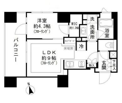 パークリュクス虎ノ門(1LDK/6階)の間取り写真