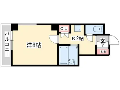 ルークレジデンス姫路III(1K/8階)の間取り写真