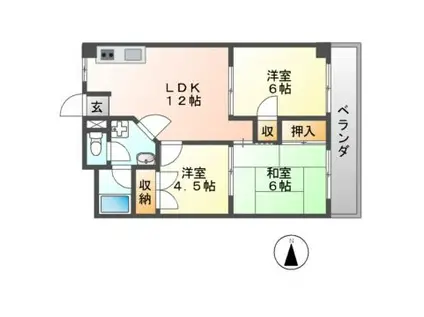 セシル古市(3LDK/3階)の間取り写真