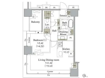 目黒MARCレジデンスタワー(1LDK/10階)の間取り写真