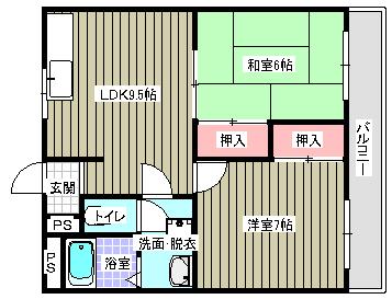サン・オーレ新涯(2DK/2階)の間取り写真