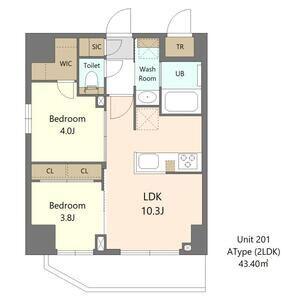 S-RESIDENCE浅草CLARITY(2LDK/6階)の間取り写真