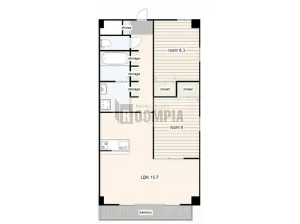 レジデンスタツミ三番館(2LDK/3階)の間取り写真