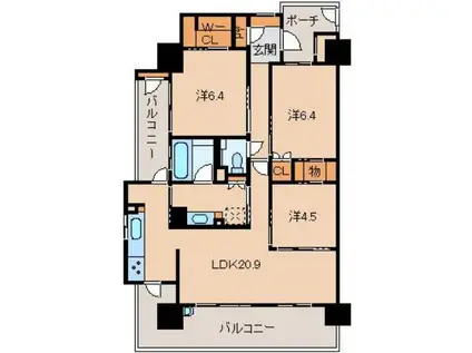 サーパス和歌山駅前(3LDK/5階)の間取り写真