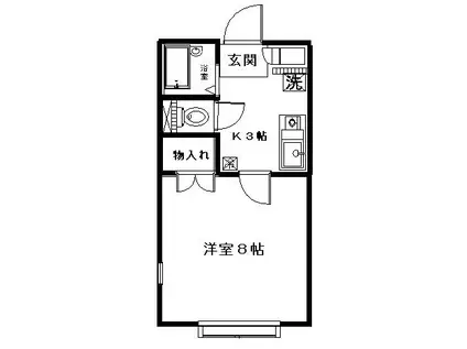 フローラルヴィレ(1K/2階)の間取り写真