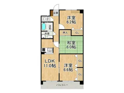 ソシアヒルズ(3LDK/3階)の間取り写真