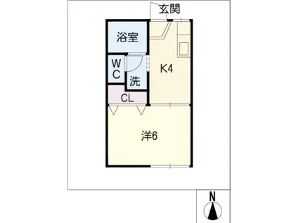 アネックス濃飛B棟(1K/1階)の間取り写真