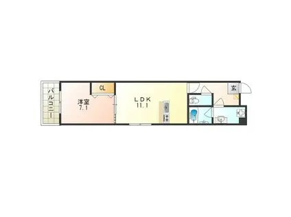 グランパシフィック生野東(1LDK/1階)の間取り写真