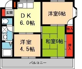 マナスハイツ(3DK/2階)の間取り写真