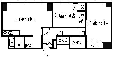 エンドレス17A(2LDK/9階)の間取り写真
