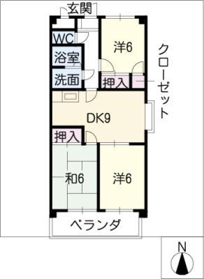 サンマンション(3DK/2階)の間取り写真