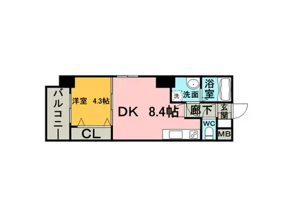 CLUB ORIENT NO72(1LDK/9階)の間取り写真