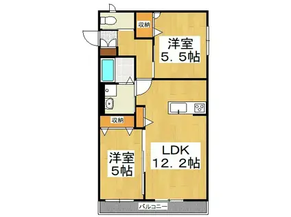 ウィズハイム赤坂 I(2LDK/2階)の間取り写真