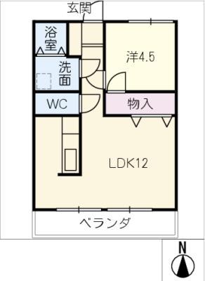 中秀ビル(1LDK/4階)の間取り写真