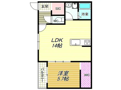 クレア法善寺(1LDK/3階)の間取り写真