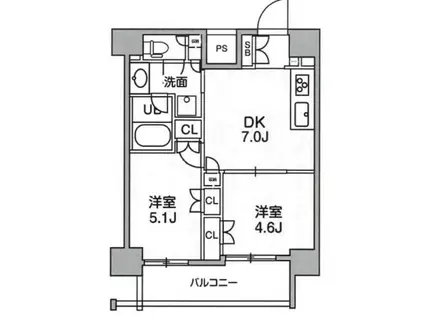 JMFレジデンス北品川(2DK/10階)の間取り写真
