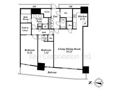 M.M.TOWERS FORESIS L(2LDK/9階)の間取り写真