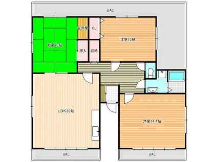 ハラ・マンション(3LDK/3階)の間取り写真