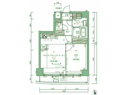 アルコバレーノ武蔵小山(1LDK/4階)の間取り写真