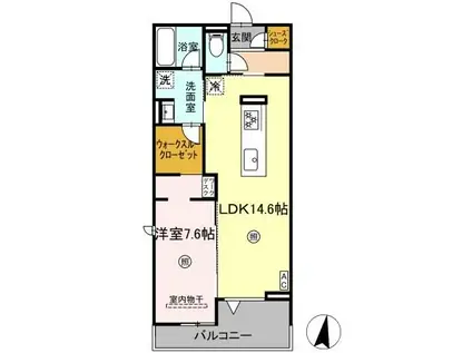 グランフォース(1LDK/3階)の間取り写真