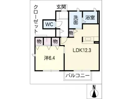 シャルマンA(1LDK/1階)の間取り写真