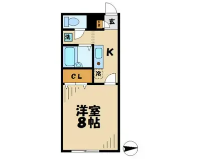 アムールYUGI ユギ(1K/2階)の間取り写真