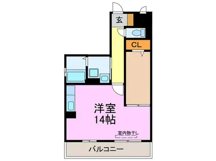 シャロームA棟B棟(ワンルーム/2階)の間取り写真