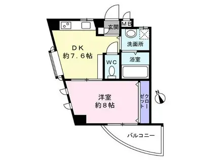 アクアパレス中田(1DK/3階)の間取り写真