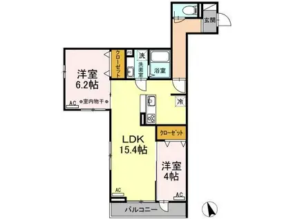 AKARENGA浅草(2LDK/1階)の間取り写真