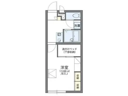レオパレス昴II(1K/1階)の間取り写真