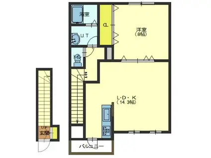 アメニティーコートK&H(1LDK/1階)の間取り写真