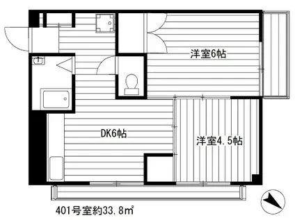 千泰ハイツ(2DK/4階)の間取り写真