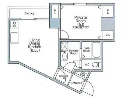 駒込TSビル(1LDK/7階)の間取り写真