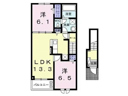 レイフォレスト曙町(2LDK/2階)の間取り写真