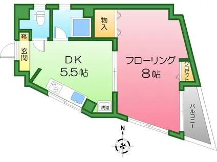 第2新コーポ(1DK/3階)の間取り写真
