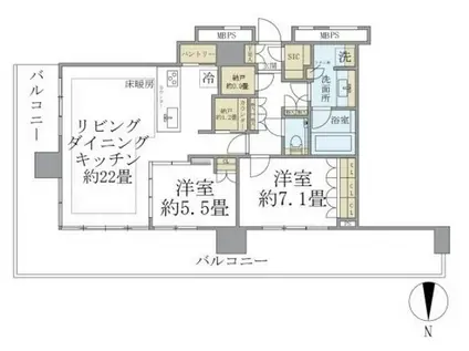 THE TOWER 湘南辻堂(2LDK/26階)の間取り写真