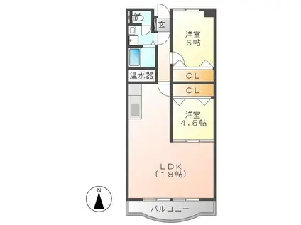 ベルセーヌ枝郷(2LDK/5階)の間取り写真