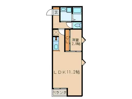 SERENO(1LDK/2階)の間取り写真