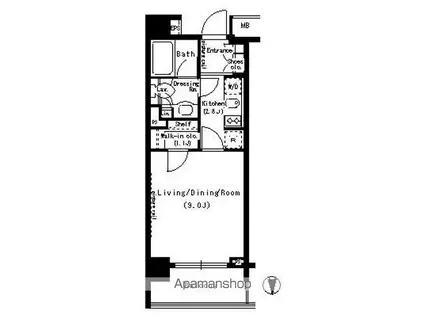 パークアクシス浜松町(1K/9階)の間取り写真