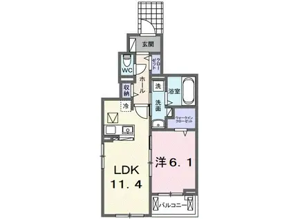 エルメシア(1LDK/1階)の間取り写真