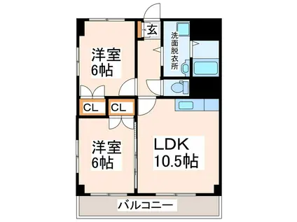 上村ハイツIII(2LDK/2階)の間取り写真